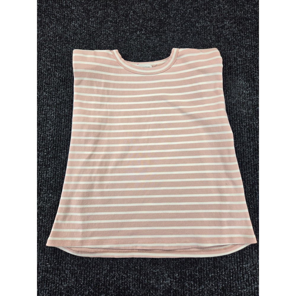 English Factory Womens Pink White Striped‎ Shoulder Pad Muscle Tee UK1100T Small